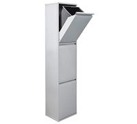 Arregui Basic CR302-B Poubelle de recyclage en acier, poubelle de tri sélectif, 3 seaux, 3 x 17L (51L), gris