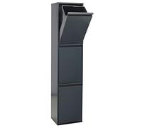 Arregui Basic CR304-B Poubelle de recyclage en acier, poubelle de tri sélectif, 3 seaux, 3 x 17L (51L), anthracite