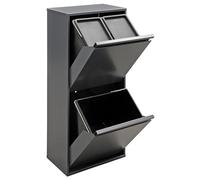 Arregui Basic CR404-B Poubelle de recyclage à 3 compartiments 11 + 11 + 23 l (45 L) avec bacs pour emballages et produits organiques Anthracite