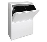 Arregui Basic CR601-B Poubelle de recyclage en acier, poubelle de tri sélectif, 4 seaux, 4 x 17L (68L), blanc