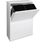 Arregui Basic CR601-B Poubelle de recyclage en acier, poubelle de tri sélectif, 4 seaux, 4 x 17L (68L), blanc
