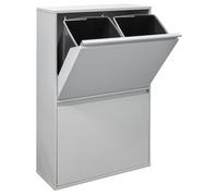 ARREGUI Basic CR602-B Poubelle de recyclage en acier, poubelle de tri sélectif, 4 seaux, 4 x 17 L (68 L), gris, 90,5 x 58,5 x 24,5 cm