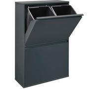 Arregui Basic CR604-B Poubelle de recyclage en acier, poubelle de tri sélectif, 4 seaux, 4 x 17L (68L), anthracite