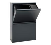 ARREGUI Basic CR604-B2 Poubelle de Recyclage Cuisine 4 Bacs | 23+11+17+17L (68L) | Poubelle Tri Sélectif 4 Rangements | Meuble Poubelle en Acier 4 Seaux | avec Seau de 23L pour Emballages | anthracite