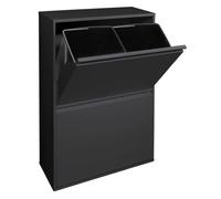 ARREGUI Basic CR606-B Poubelle de recyclage en acier, poubelle de tri sélectif, 4 seaux, 4 x 17 L (68 L), noir