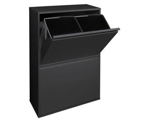 ARREGUI Basic CR606-B Poubelle de recyclage en acier, poubelle de tri sélectif, 4 seaux, 4 x 17 L (68 L), noir