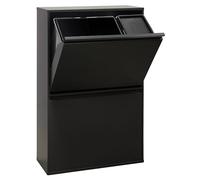 ARREGUI Basic CR606-B2 Poubelle de Recyclage Cuisine 4 Bacs | 23+11+17+17 L (68 L) | Poubelle de Tri Sélectif 4 Rangements | Meuble Poubelle en Acier 4 Seaux | avec Seau de 23 L pour Emballages | noir
