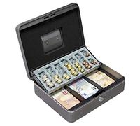 ARREGUI Cashier C9246-EUR Caisse à monnaie en acier monnayeur et billets à clé pour ranger et transporter l'argent | Coffre fort portatif 30 cm|Gris graphite