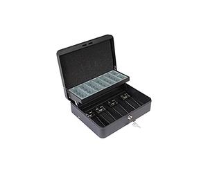 ARREGUI Cashier Clip C9244-EUR Caisse à monnaie et billets à clé pour ranger et transporter l'argent | Caisse en acier monnayeur et compartiment pieces et clip billet | Coffre fort portatif 30 cm|Noir