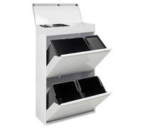 ARREGUI CR621-B2 Poubelle de Recyclage Cuisine 4 Bacs | 23+11+17+17 L (68 L) | Poubelle de Tri Sélectif 4 Rangements et Plateau supérieur | Poubelle 4 Seaux | avec Seau de 23 L pour Emballages | blanc