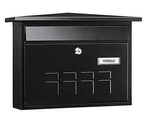 ARREGUI Deco E5704 Boîte aux Lettres Individuelle en Acier, Taille M (Courrier Format A4, Magazine), Boîte aux Lettres Murale au Fond Étroit, Anti-Pluie, Facile à Installer, Noir