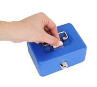 ARREGUI Elegant C9005 Caisse à monnaie et billets à clé pour ranger et transporter l'argent | Caisse en acier Tirelire avec fente pour pieces | Coffre fort portatif 12,5 cm de longueur | Couleur Bleu