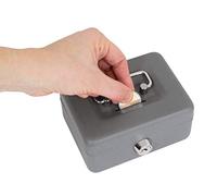ARREGUI Elegant C9006 Caisse à monnaie et billets à clé pour ranger et transporter l'argent | Caisse en acier Tirelire avec fente pour pieces | Coffre fort portatif 12,5 cm de longueur | Gris Graphite