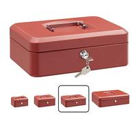 ARREGUI Elegant C9234 Caisse à monnaie et billets à clé pour ranger et transporter l'argent | Caisse en acier monnayeur et compartiment pieces | Coffre fort portatif 25 cm de large | Couleur Rouge