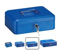 ARREGUI Elegant C9235 Caisse à monnaie et billets à clé pour ranger et transporter l'argent | Caisse en acier monnayeur et compartiment pieces | Coffre fort portatif 25 cm de large | Couleur Bleu
