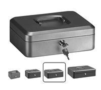 ARREGUI Elegant C9236 Caisse à monnaie et billets à clé pour ranger et transporter l'argent | Caisse en acier monnayeur et compartiment pieces | Coffre fort portatif 25 cm de large | Gris graphite