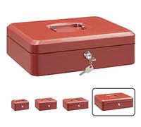 ARREGUI Elegant C9244 Caisse à monnaie et billets à clé pour ranger et transporter l'argent | Caisse en acier monnayeur et compartiment pieces | Coffre fort portatif 30 cm de large | Couleur Rouge