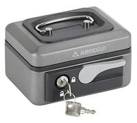 ARREGUI Popup C9716 Caisse à monnaie et billets t bouton pour ranger et transporter l'argent | Caisse en acier monnayeur et compartiment pieces | Coffre fort portatif 15 cm | Gris graphite
