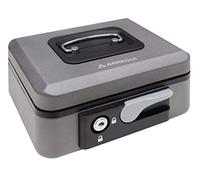 ARREGUI Popup C9726 Caisse à monnaie et billets t bouton pour ranger et transporter l'argent | Caisse en acier monnayeur et compartiment pieces | Coffre fort portatif 20 cm | Gris graphite