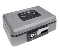 ARREGUI Popup C9736 Caisse à monnaie et billets t bouton pour ranger et transporter l'argent | Caisse en acier monnayeur et compartiment pieces | Coffre fort portatif 25 cm | Gris graphite