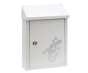 ARREGUI Smart Graphic E5721-SAL Boîte aux Lettres en Acier avec Sérigraphie Décorative « Salamandre », Taille S (Courrier Format A5), avec Fente Arrière, Facile à Installer, Blanc
