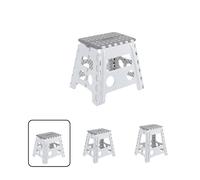 ARREGUI TB-032-GB Tabouret Pliant | Marchepied pour Adultes et Enfants | Escabeau | pour la Cuisine, Salle de Bain, Camping | 32 cm Hauteur | Blanc et Gris