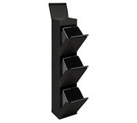 ARREGUI Top CR326-B Poubelle de recyclage en acier, poubelle de tri sélectif, 3 seaux, avec plateau supérieur multifonction, 3 x 17 L (51 L), noir 140,5x30,5x24,5cm
