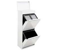 Arregui Top CR421-B Poubelle de recyclage à 3 compartiments avec tiroir supérieur 11 + 11 + 23 l (45 L) avec bacs pour récipients et produits organiques Blanc
