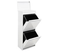 Arregui Top CR421-B2 Poubelle de recyclage à 2 compartiments avec tiroir supérieur 2 x 23 l (46 L) avec grandes bacs pour récipients de recyclage de cuisine Blanc
