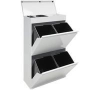 Arregui Top CR621-B Poubelle de recyclage en acier, poubelle de tri sélectif, 4 seaux, plateau multifonction, 4x17L (68L) blanc