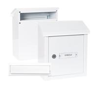 ARREGUI V4031 Pack Bouche d'entrée + Boîte aux lettre en acier pour porte, mur et portail, Fente de 23 x 3 cm, Taille S (Courrier A5) Résistant aux intempéries, Installation facile, Blanc