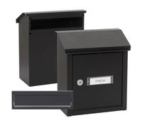 ARREGUI V4034 Pack Bouche d'entrée + Boîte aux lettre en acier pour porte, mur et portail, Fente de 23 x 3 cm, Taille S (Courrier A5) Résistant aux intempéries, Installation facile, Noir