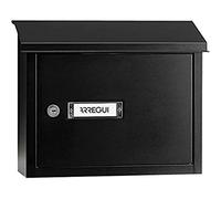 ARREGUI V4074 Boîte aux lettres en acier pour porte, mur et portail, Boîte aux lettres intérieure avec fente de 33 x 4 cm, Taille M (Courrier A4), Résistant aux intempéries, Installation facile, Noir