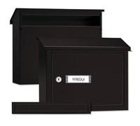 ARREGUI V4084 Pack Bouche d'entrée + Boîte aux lettre en acier pour porte, mur et portail, Fente de 32,5 x 3 cm, Taille M (Courrier A4) Résistant aux intempéries, Installation facile, Noir