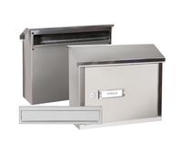 ARREGUI V4087 Pack Bouche d'entrée + Boîte aux lettre en acier inoxydable pour porte, mur et portail, Fente de 32,5 x 3 cm, Taille M (Courrier A4) Résistant aux intempéries, Installation facile, Inox