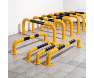 Arrêt De Limite De Véhicule, Barre De Stationnement En Forme De U | Marquage D'avertissement Jaune Noir Haute Visibilité, Idéal For Le Garage, La Cour Et Le Terrain.(H20cm,L150cm)