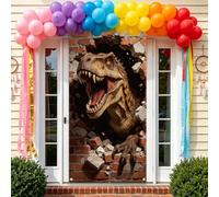 arricraft 1 Pc Polyester Bannière Housse de Porte, Dinosaure qui Brise Murs | 185x90cm Couverture Porte Toile de Fond Fond Photographique Decoration Anniversaire Porche Entrée Fête Décoration Intérieure