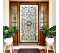 arricraft 1 Pc Polyester Bannière Housse de Porte, Verre Floral Victorien | 185x90cm Couverture Porte Toile de Fond Fond Photographique Decoration Anniversaire Porche Entrée Fête Décoration Intérieure