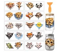 arricraft 10 PC Animaux à fermeture éclairée PVC Cup Transfer Stickers, Animal Peeking Out Zipper UV Sticker imperméable pour 16 oz Lunettes Fenêtre Décoration de la maison 24x11cm