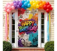 arricraft 1Pc Polyester Bannière Housse de Porte, Mur de Graffitis Motifs | 185x90cm Couverture Porte Toile de Fond Anniversaire Entrée Accessoires de Décor Intérieure Porche Arrière Plan Photo de Fête