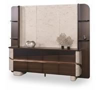 Arrière-plan brun moderne, commode de rangement exclusive, buffet raffiné