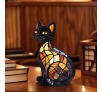Arroopu Lampe en Verre Teinté Animaux, Lampe Chat Lumineuse, Lampes Chat Vintage en Verre Teinté, Lampes Chats pour Amoureux de Chats, Veilleuse LED Animaux en Résine Faite Main pour Table de Chevet