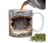Arroopu Mugs à Livres Pour Les Amoureux De Lecture | Motif 2D 350ml Bibliothèque Trou Dans | Cadeau Lecteurs Hommes Femmes Café Eau Décor Littéraire Anniversaire Noël Maison Club Lecture