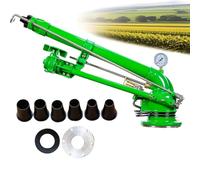 Arroseur à impact avec manomètre, pistolet d'arrosage de 5,1 cm, rotation à 360°, débit de 21 à 107,9 m3/h pour irrigation de ferme et de jardin