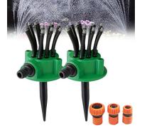 Arroseur de Jardin à 360 °, système d'arrosage multidirectionnel à 12 Bras, Rotation Automatique Universelle pour l'arrosage des Plantes de pelouse, des Fleurs et des légumes 2PCS+3Couplings
