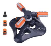 Arroseur de jardin - ZGEER - 3 bras - 360° - Débit réglable - Orange