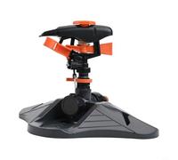 Arroseur de pelouse automatique pour jardin - Grande zone - Distributeur d'eau rotatif - Angle de pulvérisation réglable - 3600 pieds carrés - Plastique ABS avec raccord en laiton - Noir et orange - 1