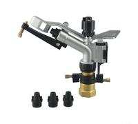 Arroseur de pelouse oscillant réglable à 360° pour une grande surface - Arroseur de jardin en aluminium robuste pour système avec 3 buses 2,5 cm NPT