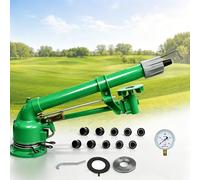 Arroseur De Volume À Tige Vortex De Turbines De 2 Pouces, Canons À Eau Rotatifs Automatiques De Grande Surface À 360 Degrés, Arroseur À Impact D'impulsion Robuste avec Manomètre Et 10 Buses