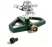 Arroseur Jardin avec Base Métallique, Arroseur Rotatif Automatique à 360°, Arroseur à Impulsions pour Grandes Surfaces, Asperseur Arrosage pour Pelouse, Cour et Arrosage de l'herbe (Argenté)